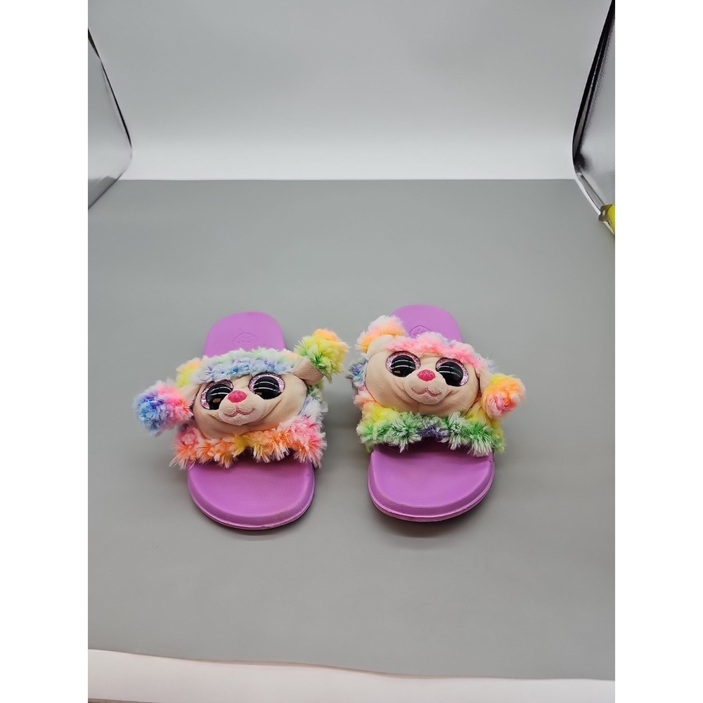 TY Beanie Boos 2018 Girls Rainbow Plush SLIDES SLIPPERS  SHOES Sz 1-3